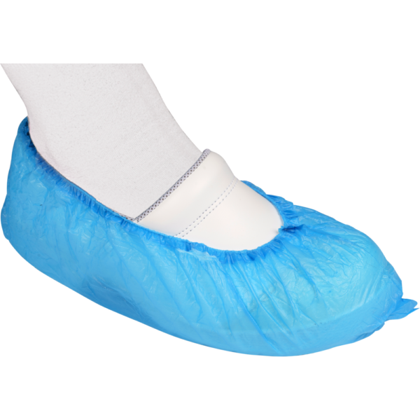 Overschoen geruwd 75 mu polyethyleen blauw