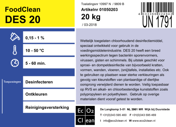 FoodClean DES 20 can 20 kg - Afbeelding 2